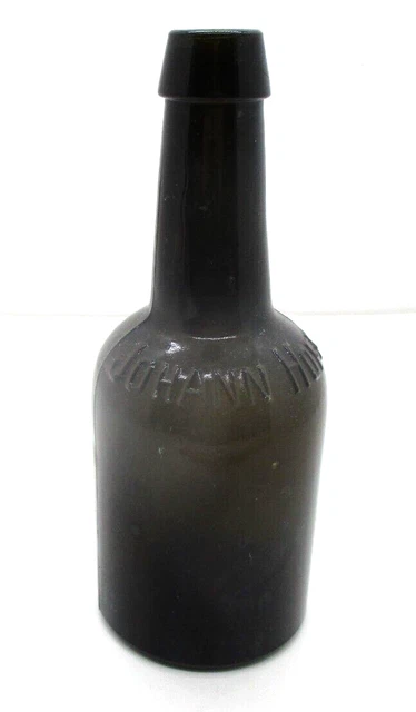 Antique Dark Olive Embossed Johann Hoff Beer Bottle