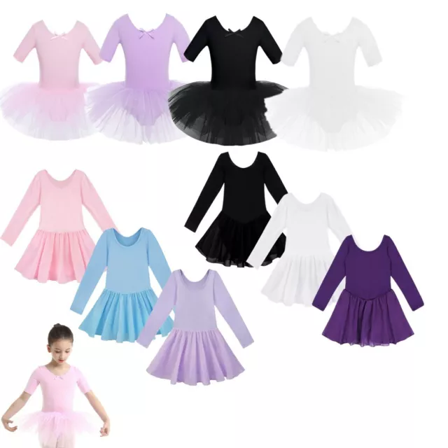 Kids Girls Ballet Dance Tutu Dress Modern Jazz Latin Leotard Skirted Dancewear