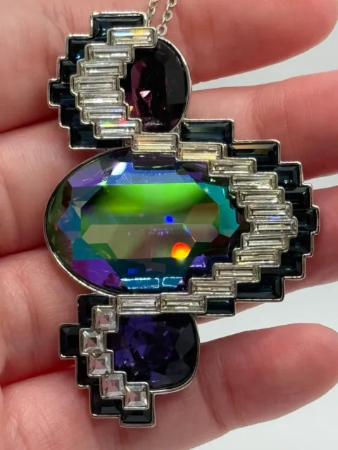 Swarovski Swan Signed Supernova Multicolor Crystal Pendant Brooch 5222341