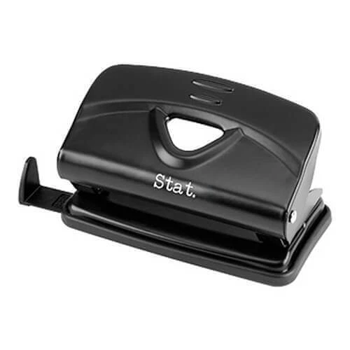 METAL Stat 2 Hole Puncher Small 10 Sheets Black Steel Removable Waste Tray