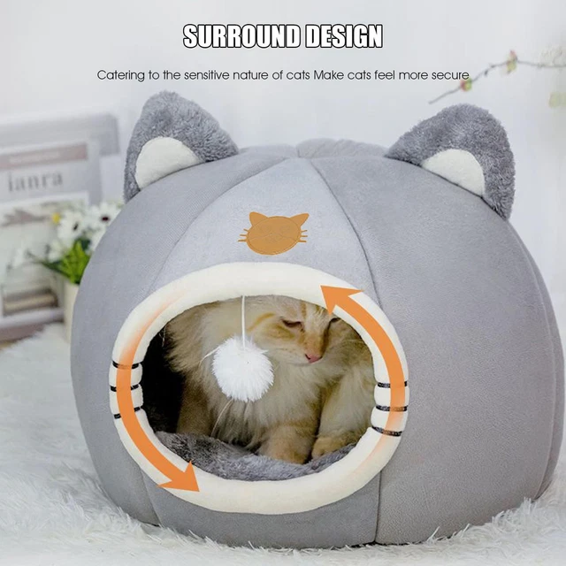 Cat Bed Warm Pet House Kitten Cave Cushion Cat House Warm Sleeping Dog Basket