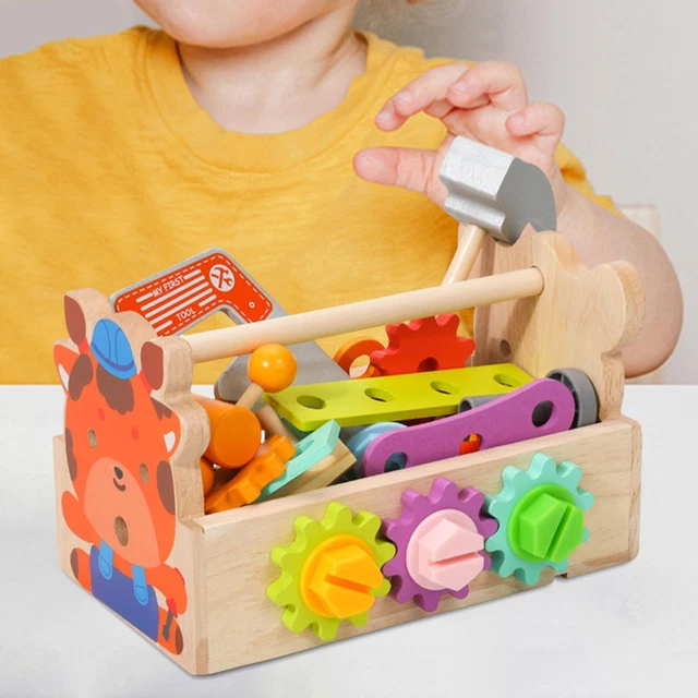 Marteaux En Bois Pour Enfants - Lot De 4, Jouet D’imitation Outil Pour Développer La Motricité Et La Créativité