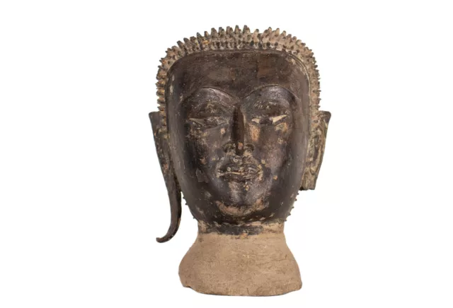 Thailand - Ayuthia 16 17. Jh Ein Fragmentarischer Bronze - Head Of Buddha