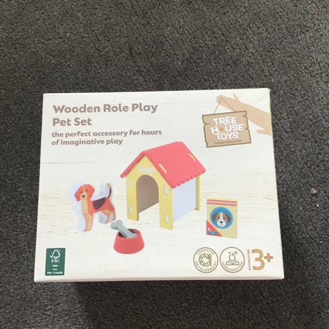 nib tree house toys wooden role play Pet Set playset Dog House Doll Gift Present