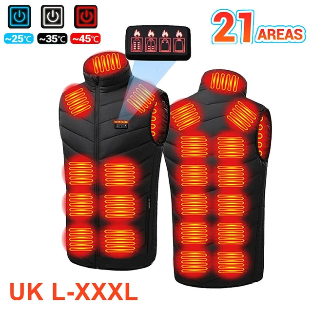 USB Electric Heated Vest Jacket 21 Zones Warm Up Heating Pad Cloth Body Warmer