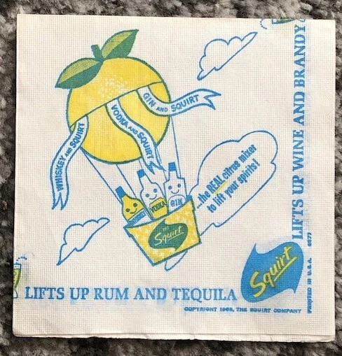Squirt Soda Napkin Balloon Bar Whiskey 1954 Unused Stock NOS Vintage Original