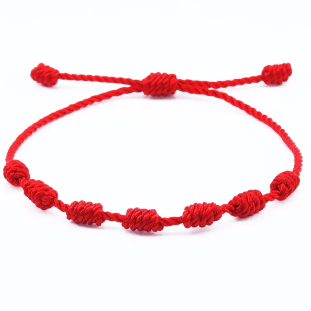 Pulsera roja de 7 nudos de la suerte para hombre o mujer de hilo moda bracelets