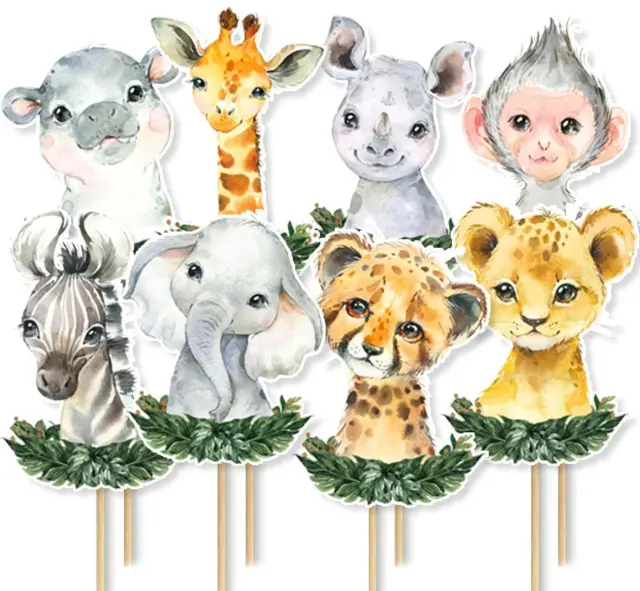 24Pcs Safari Centerpiece Sticks, Jungle Animals Baby Shower Party Decorations Ta