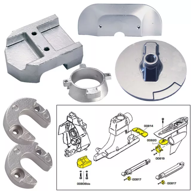 Tecnoseal Anode Kit w/Hardware - Mercury Alpha 1 Gen 2 - Aluminum 20801AL UPC...