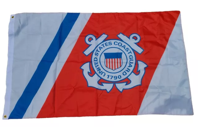 United States Coast Guard Racing Stripe Woven Poly Nylon 3'x5' Flag 2 Sided