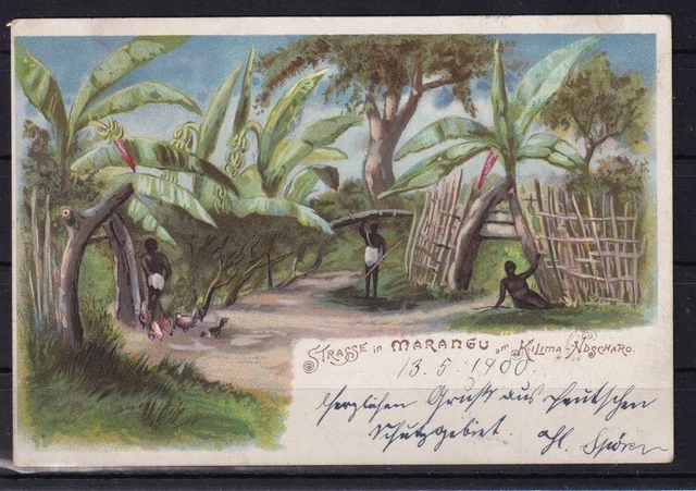 H586) AK Ansichtskarte Kolonie DOA Deutsch-Ostafrika Stasse in MARANGU gel. 1900