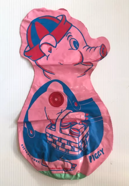 PUNCHO PIGGY large Vintage Inflatable toy 16" KESTRAL Corp.  1960s Pig beach toy