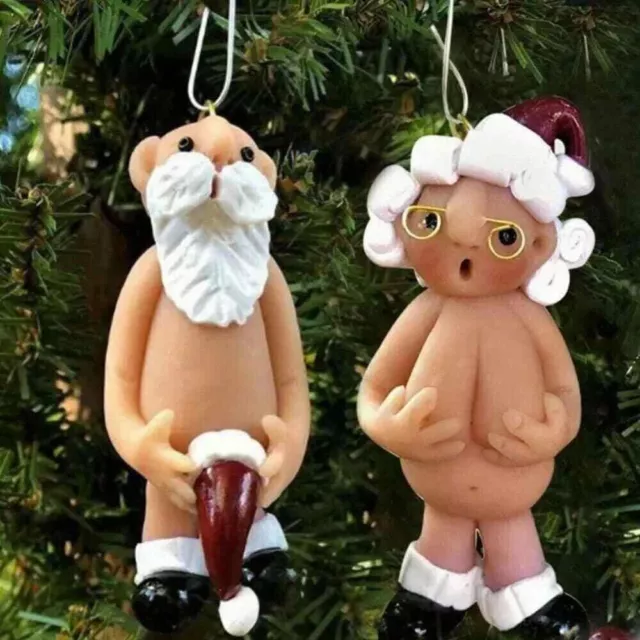 2PCS Set Naked Santa Christmas Funny Hanging Tree Decoration Ornaments 5CM / 8CM