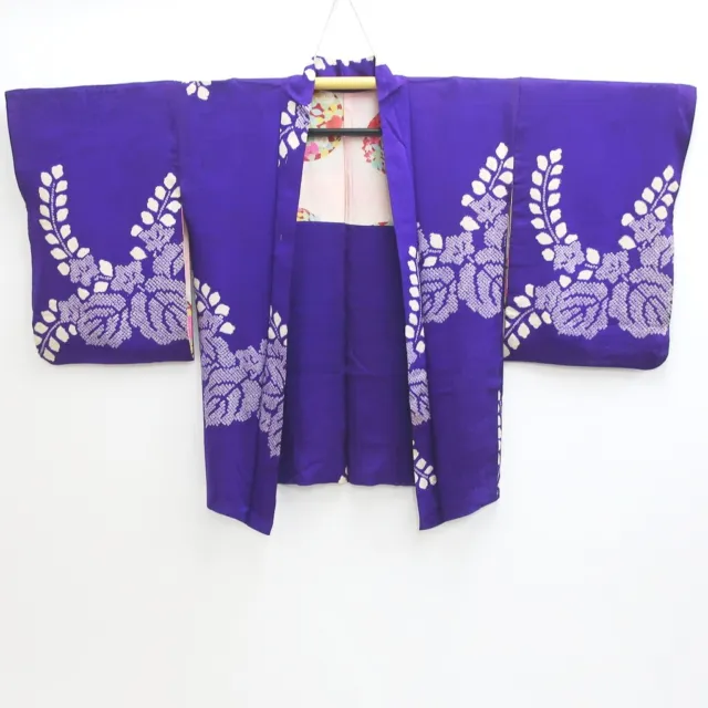 "RESERVED" 9118D3 Silk Vintage Japanese Kimono Haori Jacket Paulownia Shibori 3