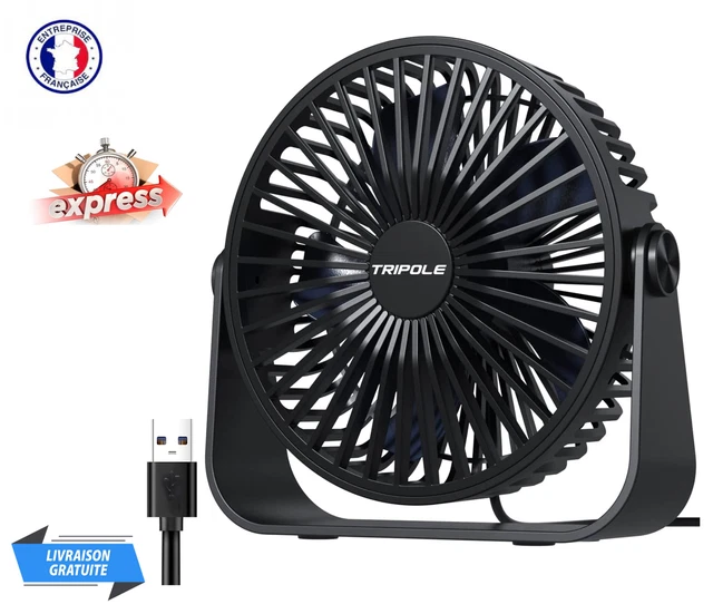 Ventilateur De Bureau Portable - USB - À 3 Vitesses Silencieux Réglable À 360°