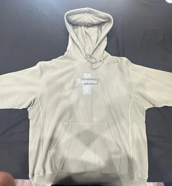 Supreme Cross Box Logo Hoodie Size L Hooded Sweatshirt Navy Preowned FW20