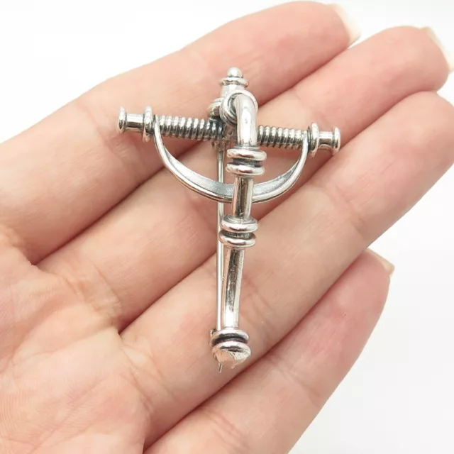 925 Sterling Silver Antique Art Deco Roman Fibula Crossbow Pin Brooch