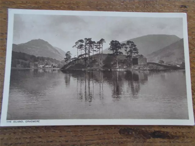 Vintage B/W Real Photo Postcard THE ISLAND GRASMERE LAKE DISTRICT CUMBRIA VGC