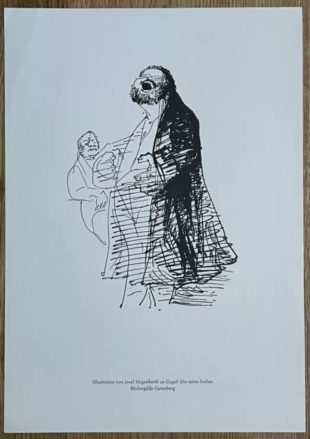 Federzeichnung v. Josef Hegenbarth/Gogol „Die toten Seelen“ Illustration/Origina