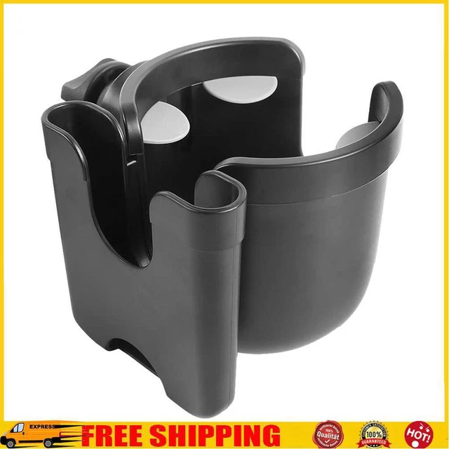 Portavasos universal 2 en 1 para cochecito de bebé (negro)