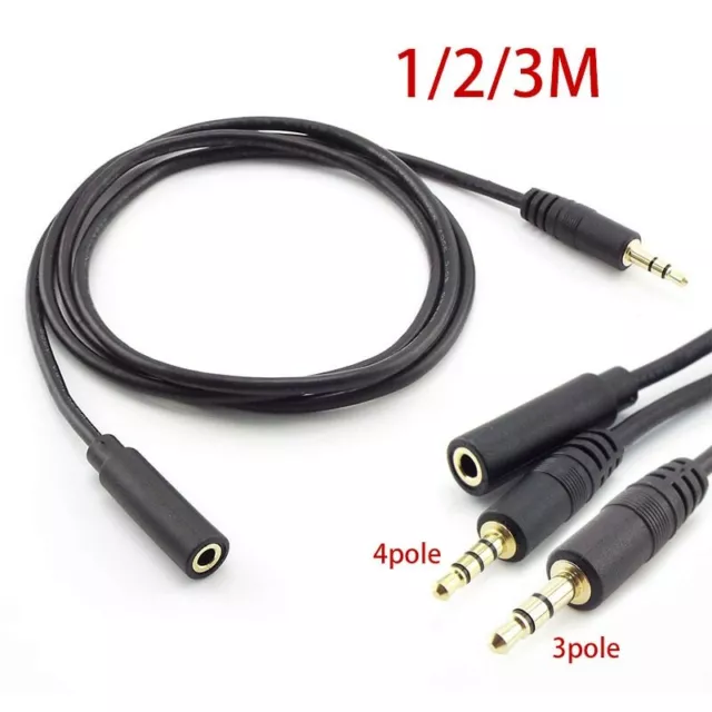 3.5mm Male to Female Stereo Audio Aux Headphone Cables Extension Cord 3/4 Pole