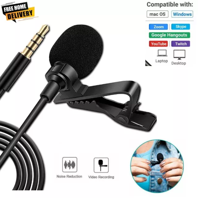 Metallic Clip-on Lapel Mini Lavalier Mic Microphone For Mobile Phone PC Recordin