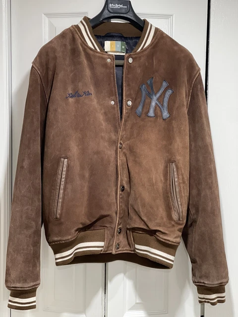 KITH MLB FOR New York Yankees Suede Bomber Jacket Chestnut $399.00