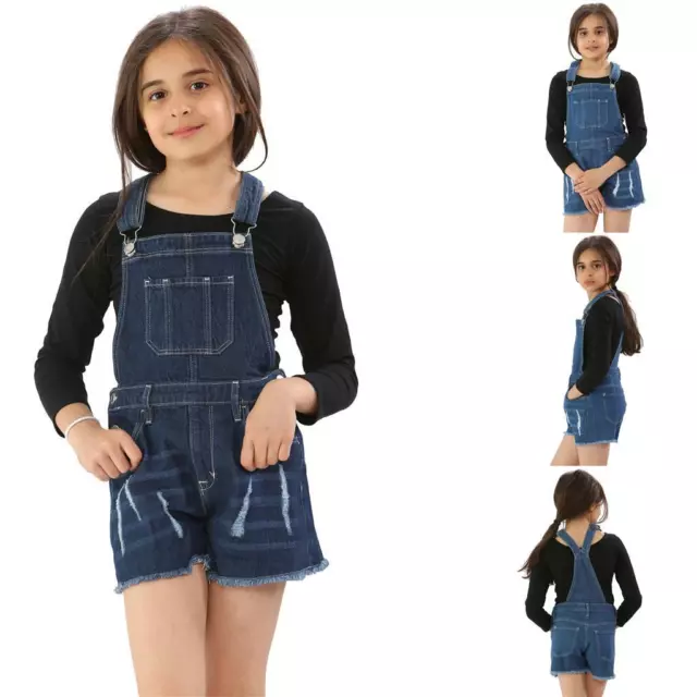 Mädchen Denim Latzhose Overall Jeans Stretch Kurzes Kleid Kinder 8-14 Jahre