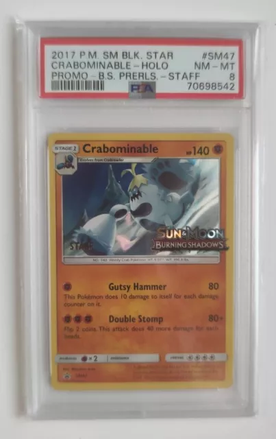 Pokemon Crabominable STAFF SM47 Prerelease PSA 8 Burning Shadows ENG card Holo