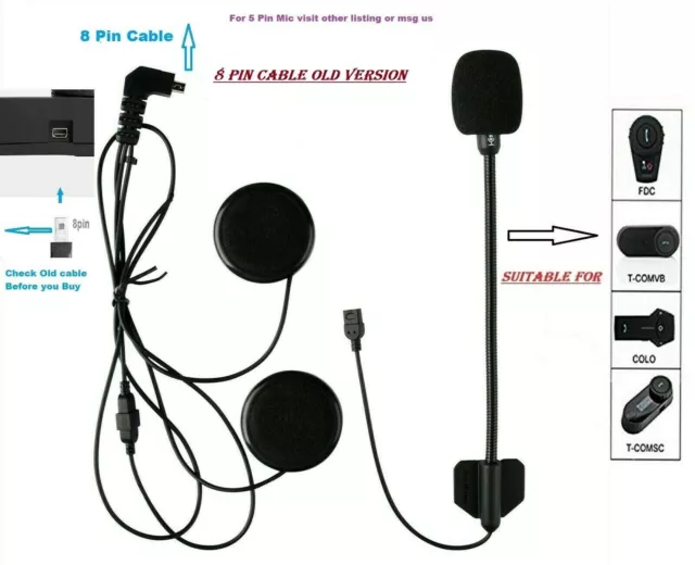 FreedConn Mic/microphone 8 pin Bluetooth hard Cable Intercom Headset Earpiece