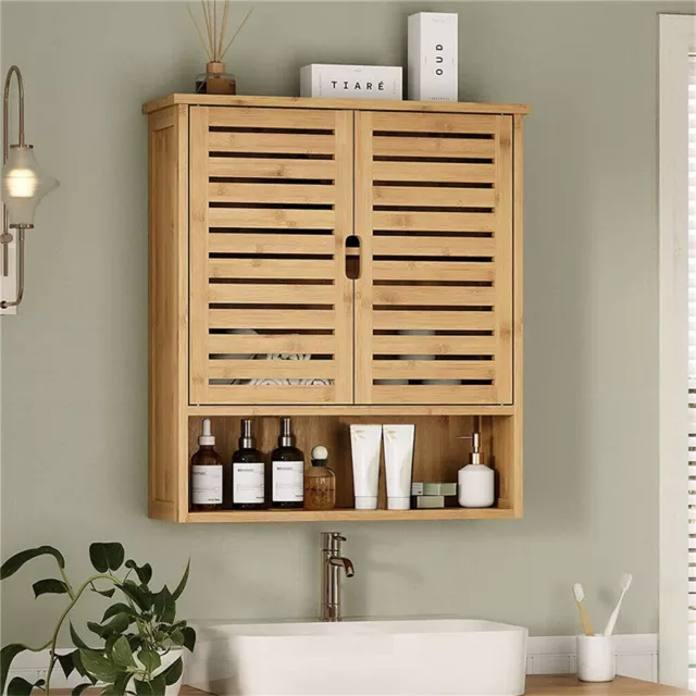 Bathroom Cabinet Wall Mounted Cabinet Kitchen Cupboard Solid Wooden Storage Unit