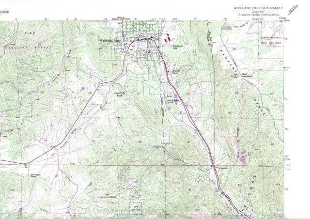 Woodland Park, Colorado 1985 Vintage USGS Topo Map 7.5 Quadrangle Topographic