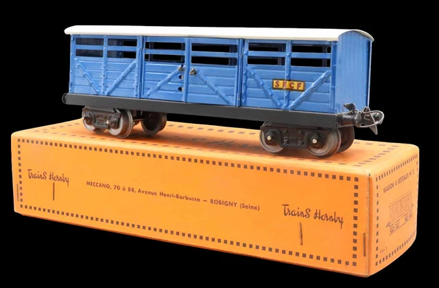 Ancien Wagon HORNBY BESTIAUX N°1 Tôle Échelle O – 1923, état De Jeu 14,5cm