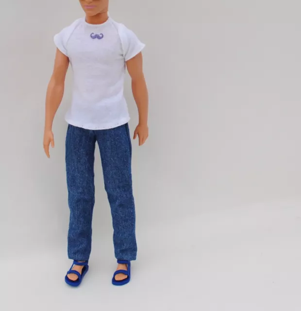 11.5" fashion doll clothes tee shirt mustache denim pants handmade # 7