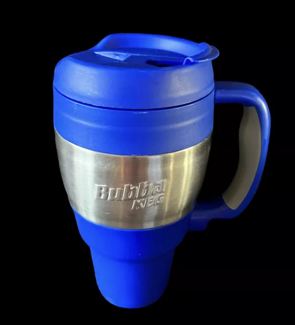 Bubba Keg 34oz Blue Insulated Trim Silver Travel Mug with bottle opener, 9.5”