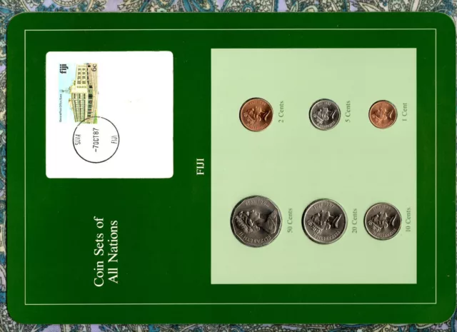 Coin Sets of All Nations Fiji 1982-1987 UNC 5,20 Cents 1987 50 Cents 1982