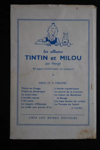 Rare Publicite Tintin & Milou 1949 Herge (  B3  )  17,8 Cm X 11,5 Cm