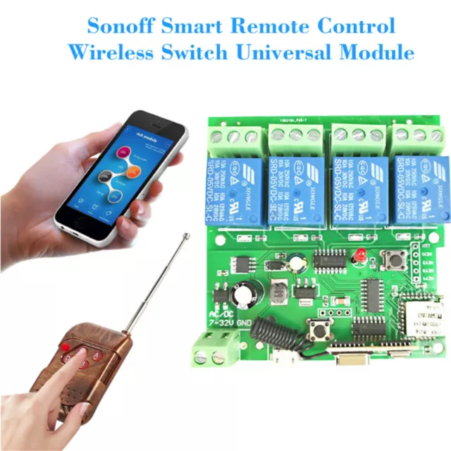 DC5-32V 4 Way 220V WiFi Wireless Relay Switch 433Mhz Smart Switch Remote Control