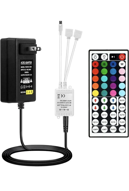 44-Key IR Remote Control + 12V 6A Power Adapter Kit For RGB LED Strip Lights 4 thumbnail image