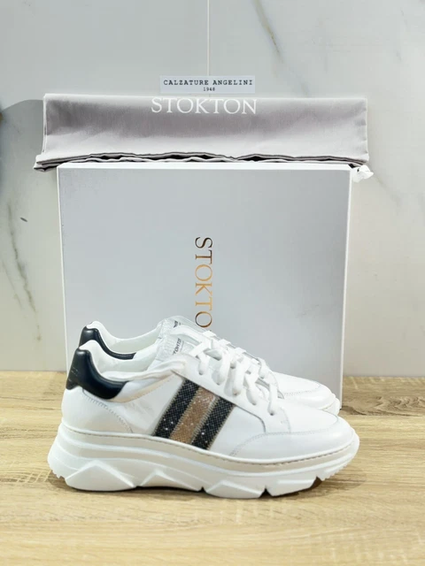 STOKTON SNEAKER DONNA Pelle Bianca Extra Light Made In Italy 40 EUR 95 00 PicClick IT