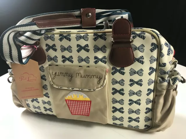 Pink Lining Yummy Mummy Changing Bag - Navy Bows