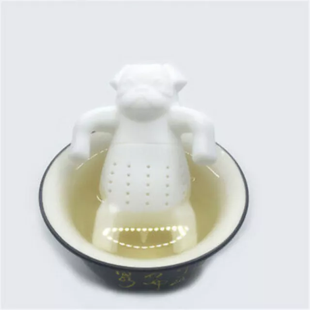 White Cute Pug in a Mug Cup of Tea Infuser Silicone Tea Leaf Infuse Animal