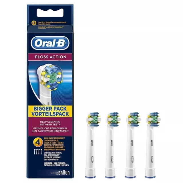 Braun Oral-B FLOSS ACTION  Replacement Electric Toothbrush Heads - 4 Pack | UK 2