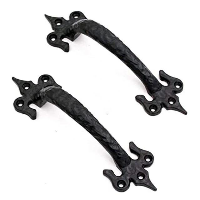 Rustic Gate Handle 7 Inch Cast Iron Sliding Barn Door Handle, Vintage Set of 2