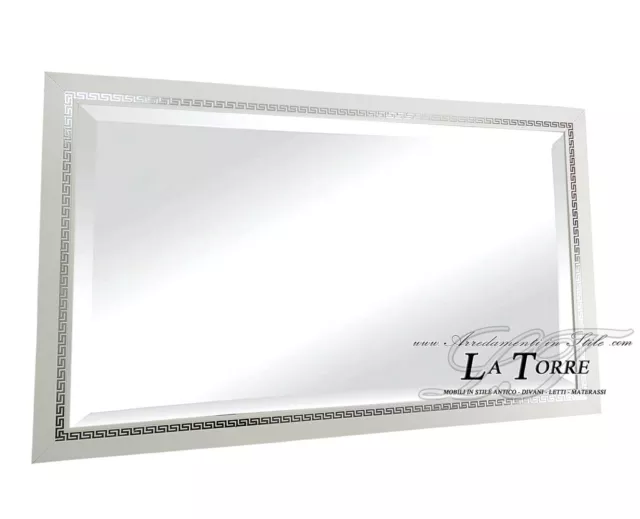 Specchiera specchio classico bianco e argento moderno su misura legno Dea Capri