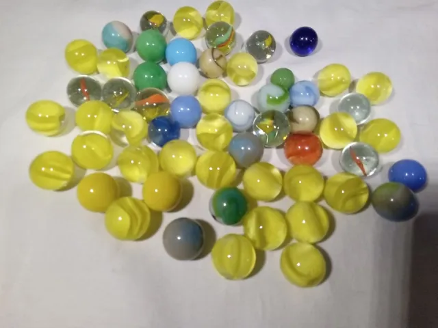 Vintage Marbles Clear Glass Cats Eye Solid Swirl Large Small Sizes Mixed Lot