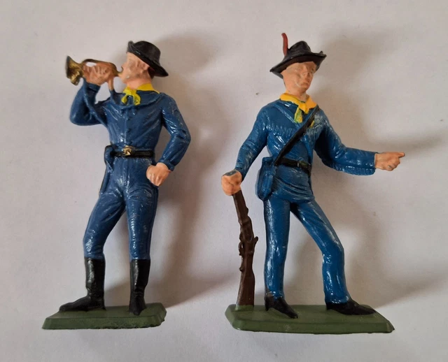 Lot De 3 Soldats Nordistes Elastolin - Tuniques Bleues 45mm - Guerre De Sécession - Allemagne