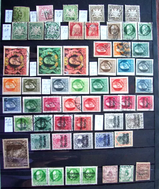 Bayern 1850-1919 Lot aus Mi.Nr.5-143 gestempelt & ungebraucht o.G. siehe Scan