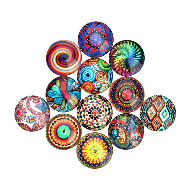 20pcs 12mm Glass Cabochon Flatback Handmade Round for Jewelry Cameo Crafts