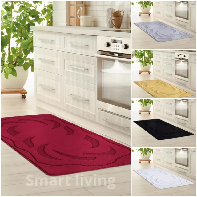 Non-Slip Soft Long Hallway Rug Kitchen Mat Bedroom Living Room Carpet Grey Black 2